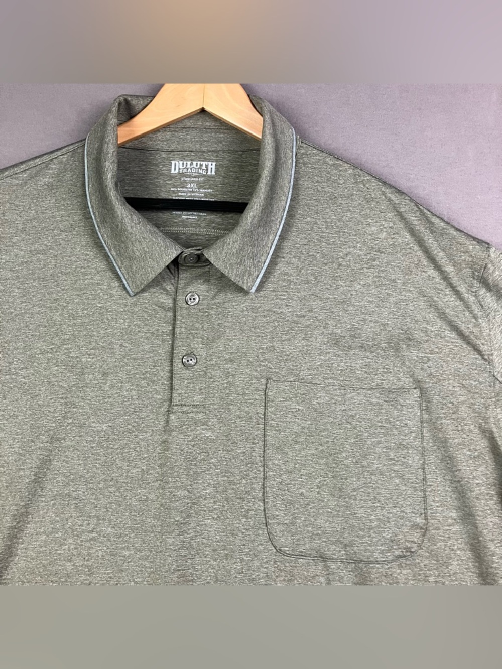Duluth Trading Co. Men’s Polo Shirt Size 3XL Short Sleeve Pocket Green Stretch